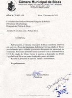 Câmara Municipal de Bicas manifesta interesse em reativar o Posto de Identidade da polícia Civil.