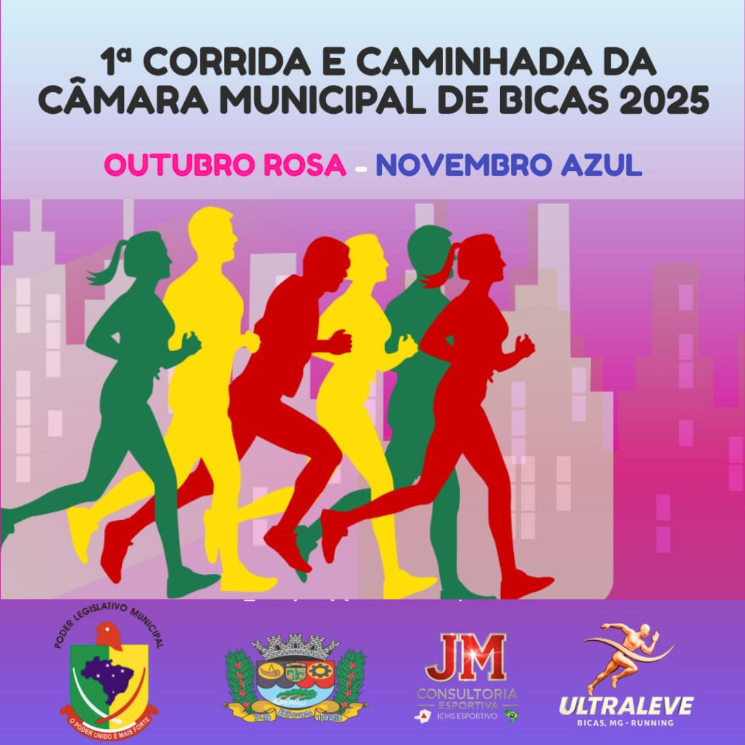Câmara Municipal de Bicas realiza a 1ª Corrida e Caminhada em comemoração ao Outubro Rosa e Novembro Azul