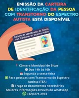 Câmara Municipal passa a emitir Carteira CIPTEA para pessoas com Transtorno do Espectro Autista (TEA)
