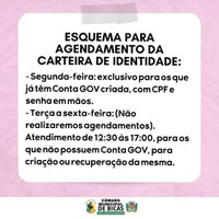 Novo esquema de Agendamento para Carteira de Identidade