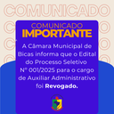 PROCESSO SELETIVO N° 001/2025 REVOGADO